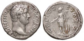 ROMANE IMPERIALI - Adriano (117-138) - Denario - Testa a d. /R Tellus stante a s. con aratro e rastrello, a s. due spighe C. 1427 (10 Fr.); RIC 276 R ...