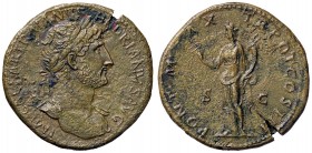ROMANE IMPERIALI - Adriano (117-138) - Sesterzio - Busto laureato a d. /R La Pace stante a s. con caduceo e cornucopia C. 1192 (AE g. 23,9)
BB+