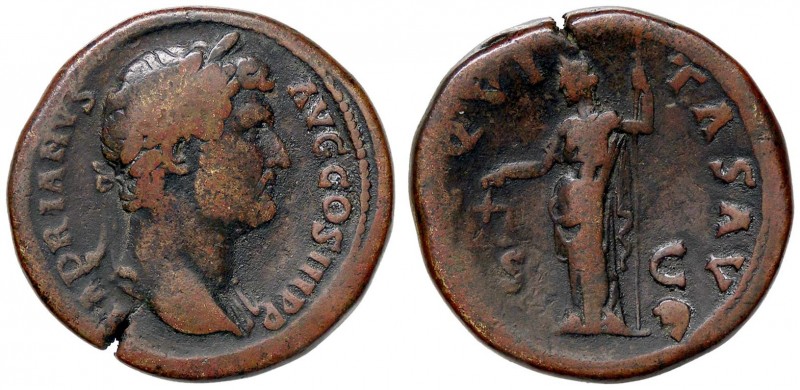 ROMANE IMPERIALI - Adriano (117-138) - Sesterzio - Testa a d. /R L'Equità stante...