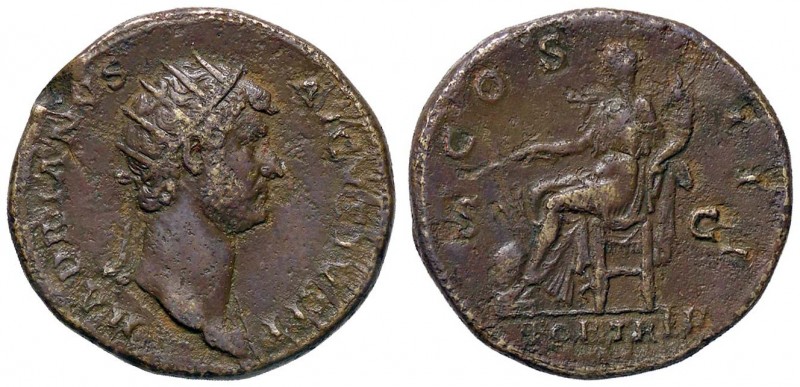 ROMANE IMPERIALI - Adriano (117-138) - Dupondio - Busto radiato e drappeggiato a...