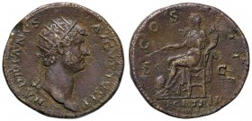ROMANE IMPERIALI - Adriano (117-138) - Dupondio - Busto radiato e drappeggiato a d. /R La Fortuna seduta a s. con timone e cornucopia C. 757 (AE g. 13...