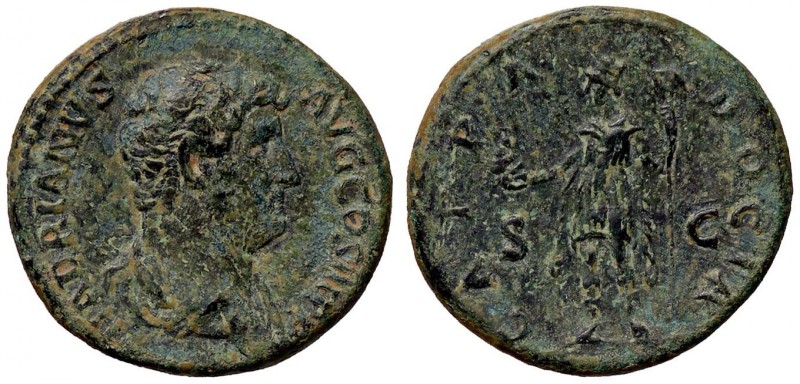 ROMANE IMPERIALI - Adriano (117-138) - Asse - Busto a d. /R La Cappadocia in pie...