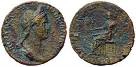 ROMANE IMPERIALI - Sabina (moglie di Adriano) - Sesterzio - Busto drappeggiato e diademato a d. /R Vesta seduta a s. con il palladio e scettro C. 68 (...