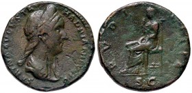 ROMANE IMPERIALI - Sabina (moglie di Adriano) - Asse - Busto drappeggiato e diademato a d. /R Il Pudore seduto a s. porta la mano d. alla bocca C. 60 ...