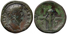 ROMANE IMPERIALI - Elio (136-138) - Sesterzio - Testa a d. /R La Pannonia stante a s. con stendardo e con la mano d. si tiene la veste C. 24 (AE g. 24...