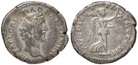 ROMANE IMPERIALI - Antonino Pio (138-161) - Denario - Testa laureata a d. /R La Vittoria andante a d. con corona e palma C. 99; RIC 36 NC (AG g. 2,99)...