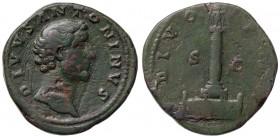 ROMANE IMPERIALI - Antonino Pio (138-161) - Sesterzio - Busto a d. /R Colonna su una base sormontata dalla statua dell'Imperatore C. 354 (AE g. 25,91)...