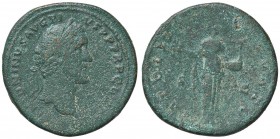 ROMANE IMPERIALI - Antonino Pio (138-161) - Sesterzio - Testa laureata a d. /R Apollo stante a s. con patera e lira C. 62 (AE g. 24,47) Patina verde
...