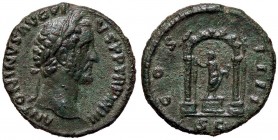 ROMANE IMPERIALI - Antonino Pio (138-161) - Asse - Testa laureata a d. /R Tempio a due colonne, al centro una statua su basamento C. 338 NC (AE g. 9,9...