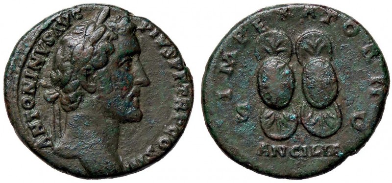 ROMANE IMPERIALI - Antonino Pio (138-161) - Asse - Testa laureata a d. /R Due sc...