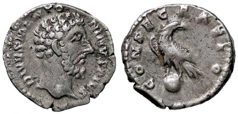 ROMANE IMPERIALI - Marco Aurelio (161-180) - Denario - Testa a d. /R Aquila a s....
