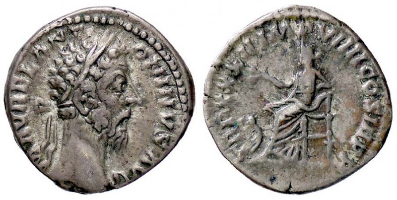 ROMANE IMPERIALI - Marco Aurelio (161-180) - Denario - Testa laureata a d. /R La...