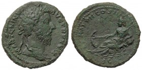 ROMANE IMPERIALI - Marco Aurelio (161-180) - Asse - Testa laureata a d. /R Il Tevere sdraiato a s. appoggiato ad urna con la mano d. su una barca C. 3...