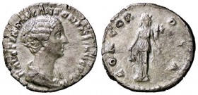 ROMANE IMPERIALI - Faustina II (moglie di M. Aurelio) - Denario - Busto drappeggiato a d. /R La Concordia stante di fronte guarda a d. con cornucopia ...