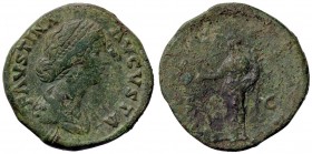 ROMANE IMPERIALI - Faustina II (moglie di M. Aurelio) - Sesterzio - Busto drappeggiato a d. /R L'Ilarità stante a s. con palma e cornucopia C. 112; RI...