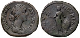 ROMANE IMPERIALI - Faustina II (moglie di M. Aurelio) - Sesterzio - Busto drappeggiato a d. /R Venere stante a s. con Vittoria si appoggia a uno scudo...
