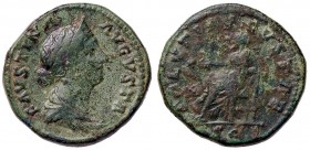 ROMANE IMPERIALI - Faustina II (moglie di M. Aurelio) - Asse - Busto drappeggiato e diademato a d. /R La Salute seduta a s. alimenta un serpente avvol...
