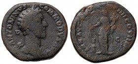 ROMANE IMPERIALI - Commodo (177-192) - Sesterzio - Testa laureata a d. /R L'Abbondanza stante a s. con due spighe e cornucopia; ai suoi piedi, un modi...