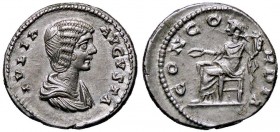 ROMANE IMPERIALI - Giulia Domna (moglie di S. Severo) - Denario - Busto a d. /R La Concordia seduta a s. con patera e doppia cornucopia C. 21; RIC S63...