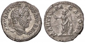ROMANE IMPERIALI - Caracalla (198-217) - Denario - Testa laureata a d. /R Marte stante a s. con ramo d'ulivo, lancia e scudo C. 149 NC (AG g. 3,34) Me...