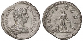 ROMANE IMPERIALI - Geta (209-212) - Denario - Busto drappeggiato a d. /R Il Genio stante a s. con patera e due spighe presso un altare acceso C. 114; ...