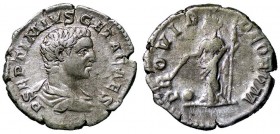 ROMANE IMPERIALI - Geta (209-212) - Denario - Busto drappeggiato a d. /R La Provvidenza stante a s. con bacchetta e scettro, ai suoi piedi un globo C....