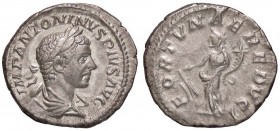 ROMANE IMPERIALI - Elagabalo (218-222) - Denario - Busto laureato e drappeggiato a d. /R La Fortuna stante a s. con timone su globo e cornucopia C. 50...