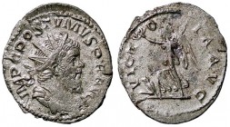 ROMANE IMPERIALI - Postumo (259-278) - Antoniniano - Busto radiato e drappeggiato a d. /R La Vittoria andante a s. con corona e palma, davanti un prig...