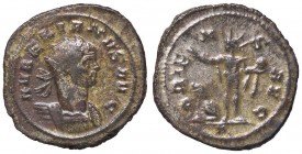 ROMANE IMPERIALI - Aureliano (270-275) - Antoniniano - Busto radiato e corazzato a d. /R Il Sole stante a s. con globo e la mano d. alzata, ai suoi pi...