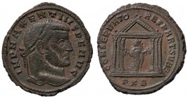 ROMANE IMPERIALI - Massenzio (306-312) - Follis - Testa laureata a d. /R Figura femminile stante entro tempio a sei colonne con dei frutti C. 50 NC (M...