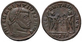 ROMANE IMPERIALI - Massenzio (306-312) - Follis (Ostia) - Testa laureata a d. /R Castore e Polluce affrontati con scettro tengono il loro cavallo per ...