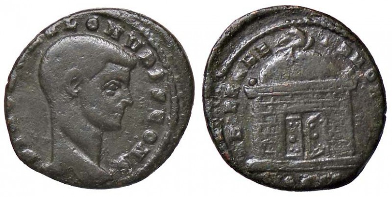 ROMANE IMPERIALI - Romolo (309) - Quarto di follis (Ostia) - Testa a d. /R Tempi...