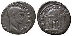 ROMANE IMPERIALI - Romolo (309) - Quarto di follis (Ostia) - Testa a d. /R Tempio a cupola tonda con le porte semiaperte, sopra un'aquila C. 7 (MI g. ...
