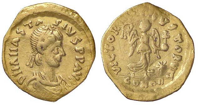 BIZANTINE - Anastasio I (491-518) - Tremisse - Busto diademato a d. /R La Vittor...