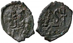 BIZANTINE - Eraclio e Eraclio Costantino (613-638) - Follis - Busti affiancati di fronte /R Monogramma e contromarche Ratto 1450; Sear 884 (AE g. 4,51...