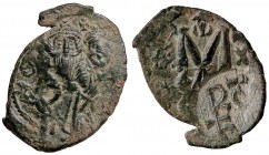 BIZANTINE - Eraclio e Eraclio Costantino (613-638) - Follis - Busti affiancati di fronte /R Valore sormontato da piccola croce; in esergo, SCL (AE g. ...