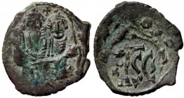 BIZANTINE - Eraclio e Eraclio Costantino (613-638) - Follis - Eraclio e Eraclio Costantino contromarcati /R Contromarca su busti di Eraclio e Eraclio ...