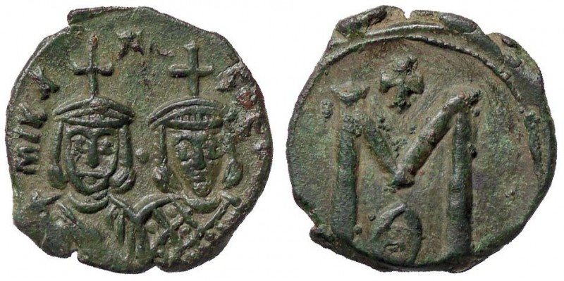 BIZANTINE - Michele II (820-821) - Follis - Busto di Michele e Teofilo di fronte...