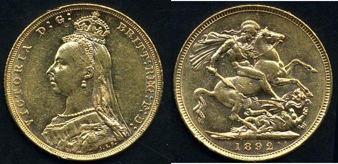 ESTERE - AUSTRALIA - Vittoria (1837-1901) - Sterlina 1892 S - Coronata Kr. 10 AU...