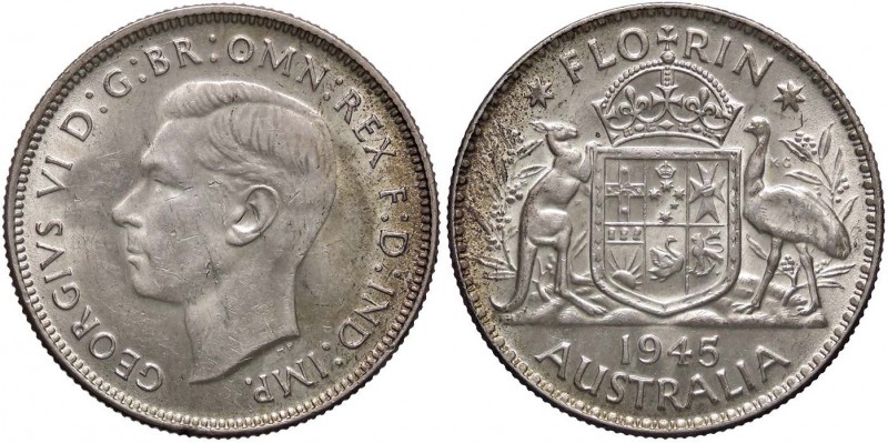ESTERE - AUSTRALIA - Giorgio VI (1936-1952) - Fiorino 1945 AG Segno vicino all'o...
