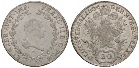 ESTERE - AUSTRIA - Francesco II (1792-1806) - 20 Kreuzer 1806 A Kr. 2140 AG
SPL+/qFDC