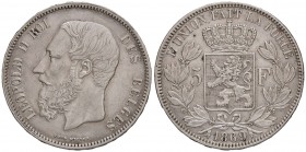 ESTERE - BELGIO - Leopoldo II (1865-1909) - 5 Franchi 1869 Kr. 24 AG
qSPL