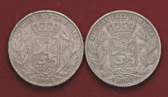 ESTERE - BELGIO - Leopoldo II (1865-1909) - 5 Franchi 1869 e 1870 Kr. 24 AG
qBB÷BB+