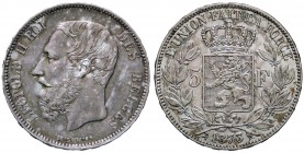 ESTERE - BELGIO - Leopoldo II (1865-1909) - 5 Franchi 1873 Kr. 24 AG
qSPL/SPL+