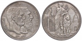 ESTERE - BELGIO - Leopoldo II (1865-1909) - 5 Franchi 1880 - Cinquantenario della Costituzione Kr. M9 RR AG
bello SPL