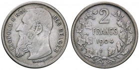 ESTERE - BELGIO - Leopoldo II (1865-1909) - 2 Franchi 1904 Kr. 58.1 R AG DES BELGES
BB