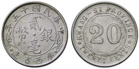 ESTERE - CINA - Kwangsi - 20 Centesimi 1926 Kr. Y415b AG
SPL