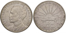 ESTERE - CUBA - Repubblica - Peso 1953 - Centenario di Jose Marti Kr. 29 AG
BB-SPL