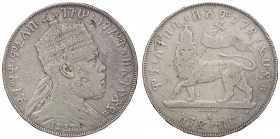 ESTERE - ETIOPIA - Menelik II (1889-1913) - Birr 1887 Kr. 5 R AG
meglio di MB