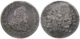 ZECCHE ITALIANE - MANTOVA - Ferdinando Carlo Gonzaga-Nevers (1669-1707) - Scudo 1703 - Busto a d. /R Trofeo d'armi CNI 48/49; MIR 731/1 R AG Appiccagn...
